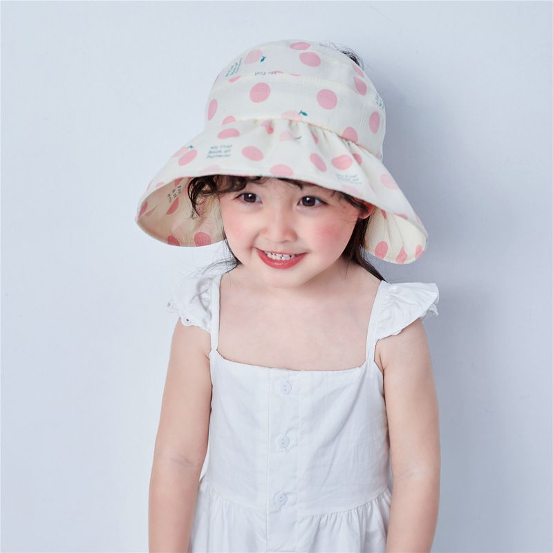 兒童薄款空頂遮陽帽-粉色點點 (49-51cm)