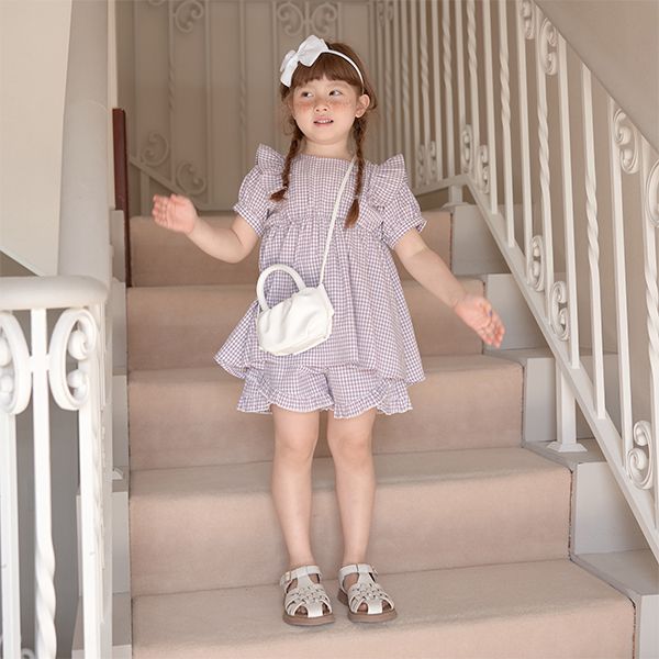 日本 Lycee mine - 可愛滿點荷葉摺邊短褲-格紋-草綠