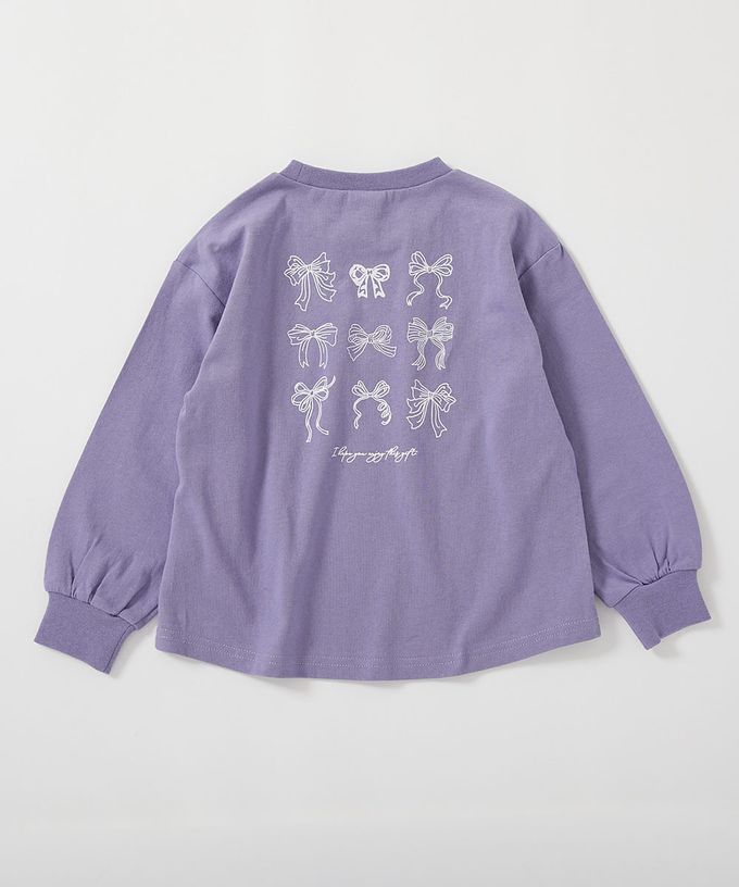 日本 devirock - 100%棉 定番女孩印花長袖上衣-BROOKLYN-燕麥