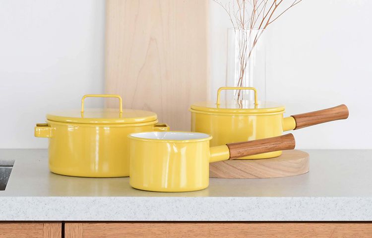 日本 365methods - 單柄附蓋琺瑯牛奶鍋-黃 (16cm)-1.7L