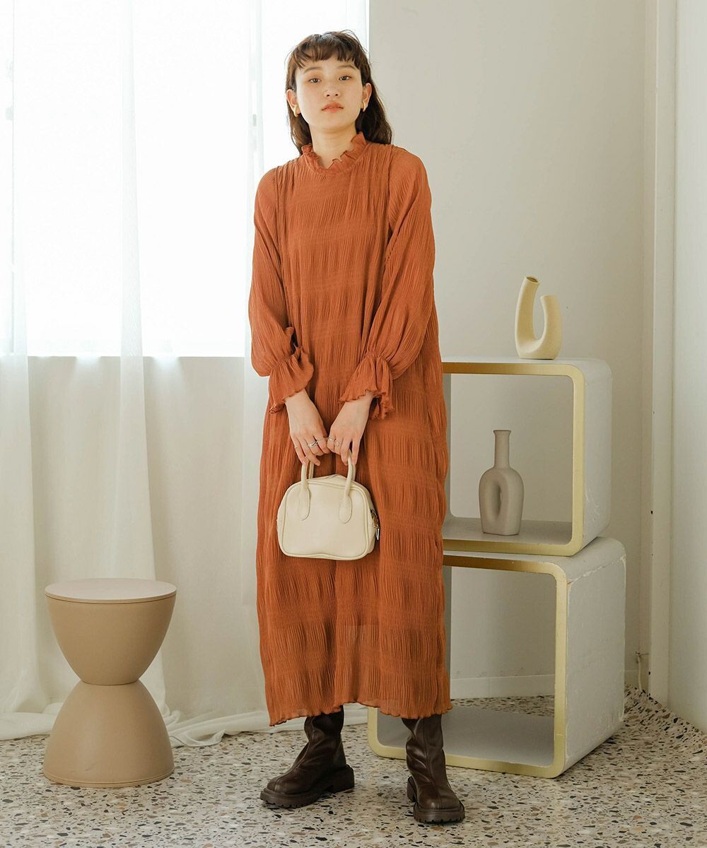 日本 Bab - 文藝木耳領層次雪紡洋裝-冰河灰