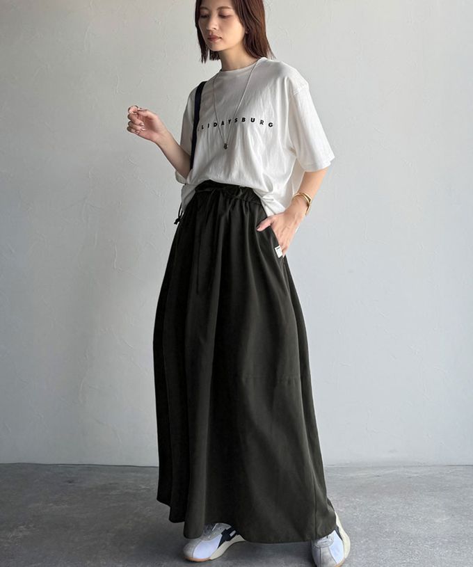 日本 Classical Elf - Java 桃皮磨毛感繭型蓬盈長裙(有口袋)-卡其