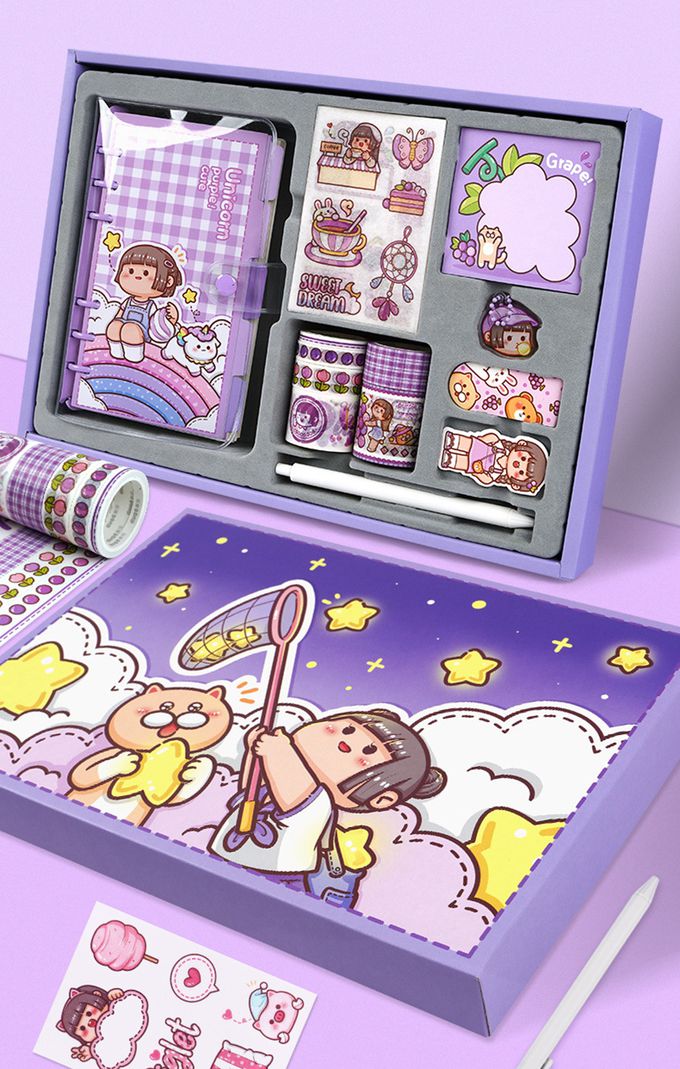 Vanibaby - 小麻糬豪華手帳禮盒組(138件組)-葡萄多多