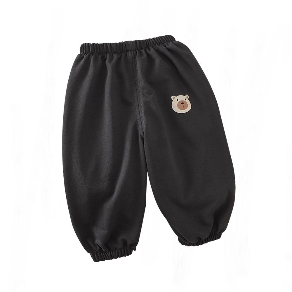 3入-簡約款素色兒童長褲 防蚊褲 運動褲-黑色熊頭+隨機2件