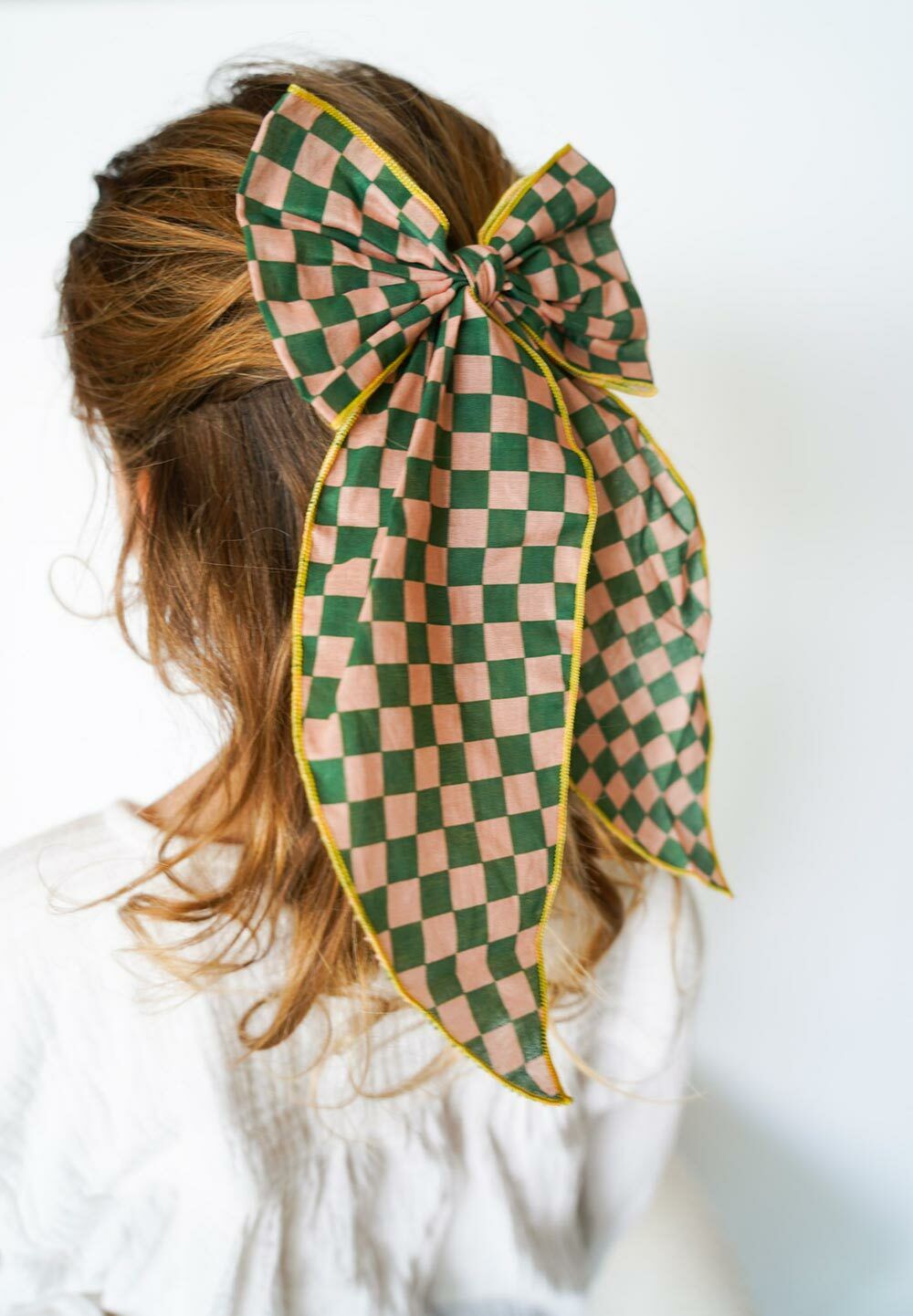 丹麥 GRECH & CO. - 蝴蝶結髮夾 (大尺寸)-細格紋 (適用於2歲以上)