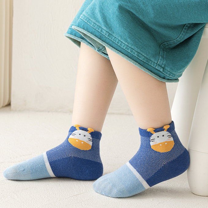 love, charlotte - 斑馬樂園網眼短筒棉襪-5 雙一組