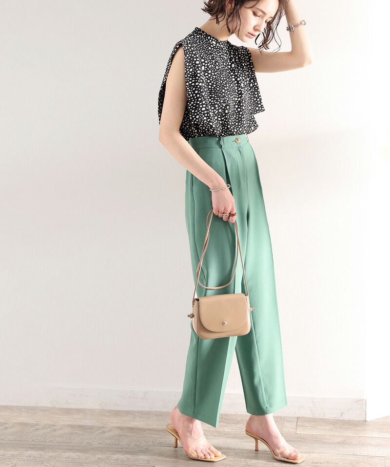 日本 Classical Elf - 優雅時尚雪紡無袖上衣-點點-春芽綠