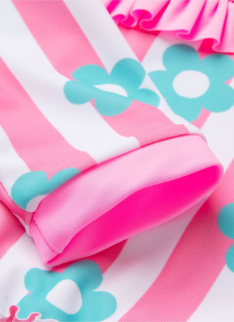 韓國 OZKIZ - 抗UV防曬兒童泳裝-三件組-條紋花