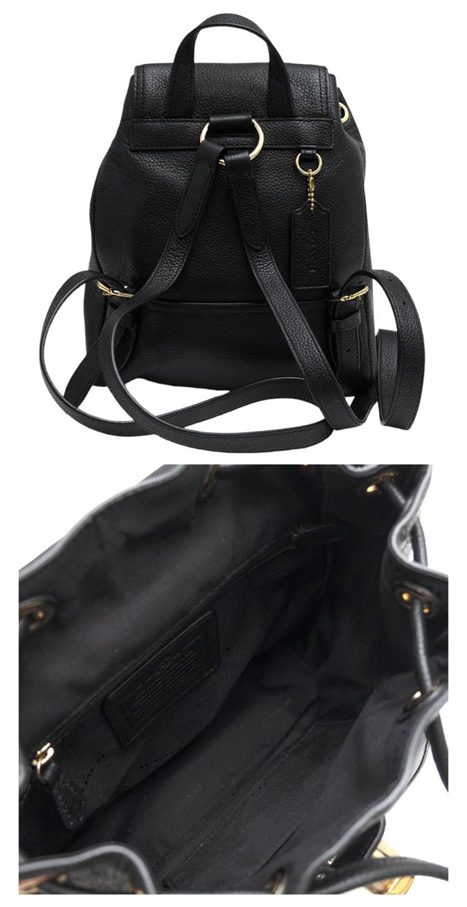 COACH - 前口袋皮革後背包 (黑)