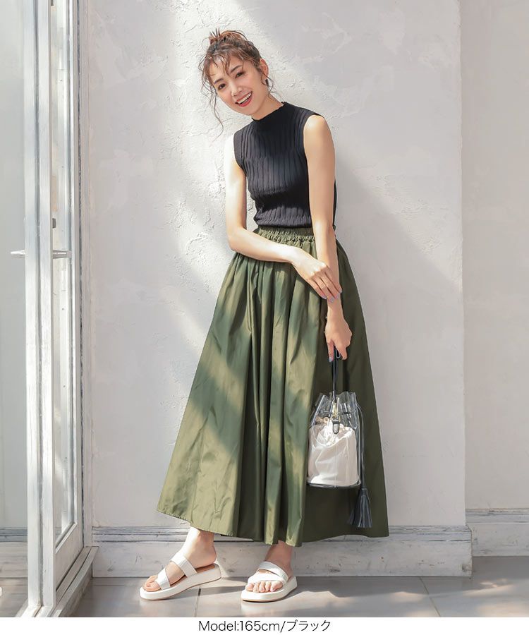 日本 Kobe Lettuce - 小立領針織無袖上衣-黑