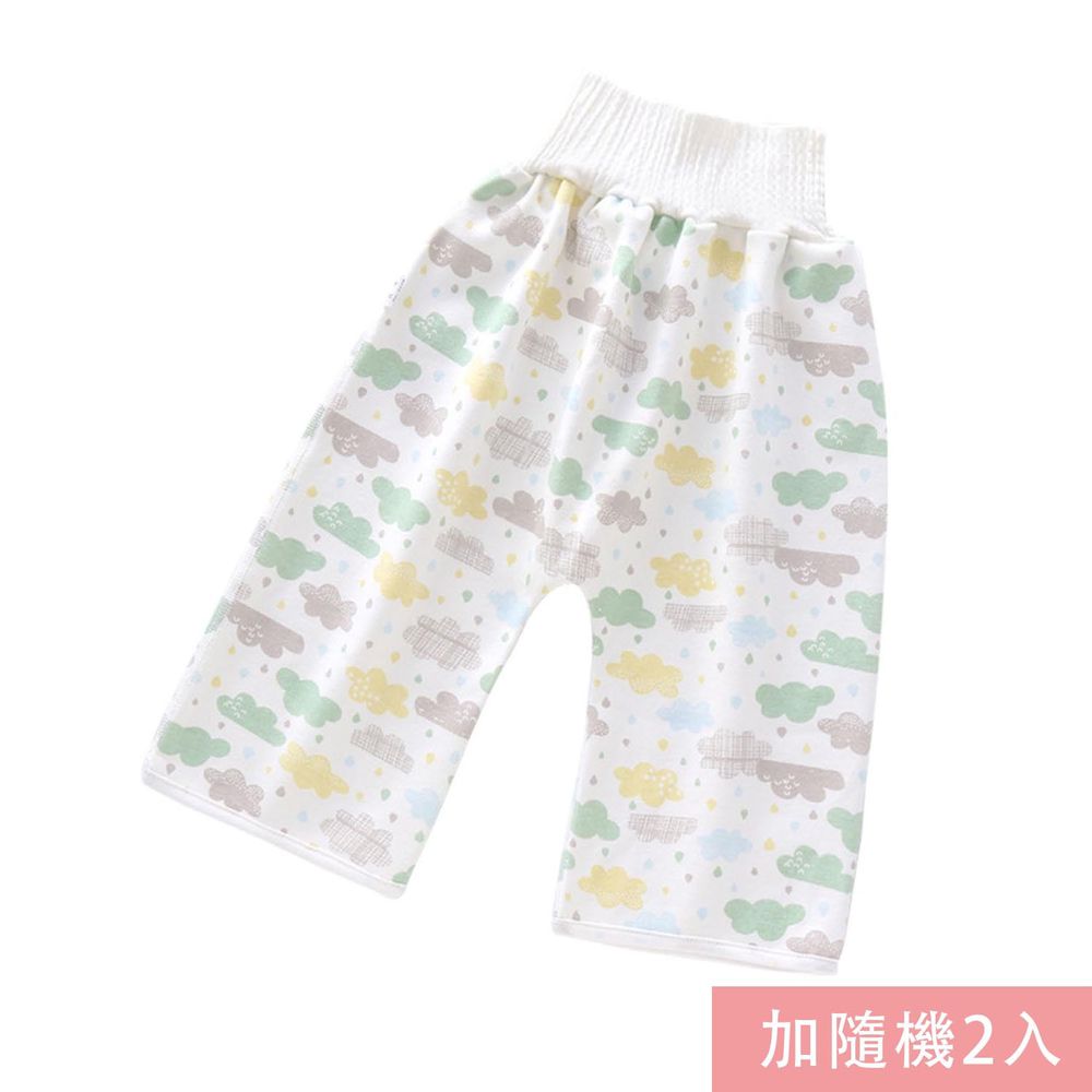 JoyNa - 3入-學習褲 隔尿裙 三層大版型隔尿褲-綠色雲+隨機2入