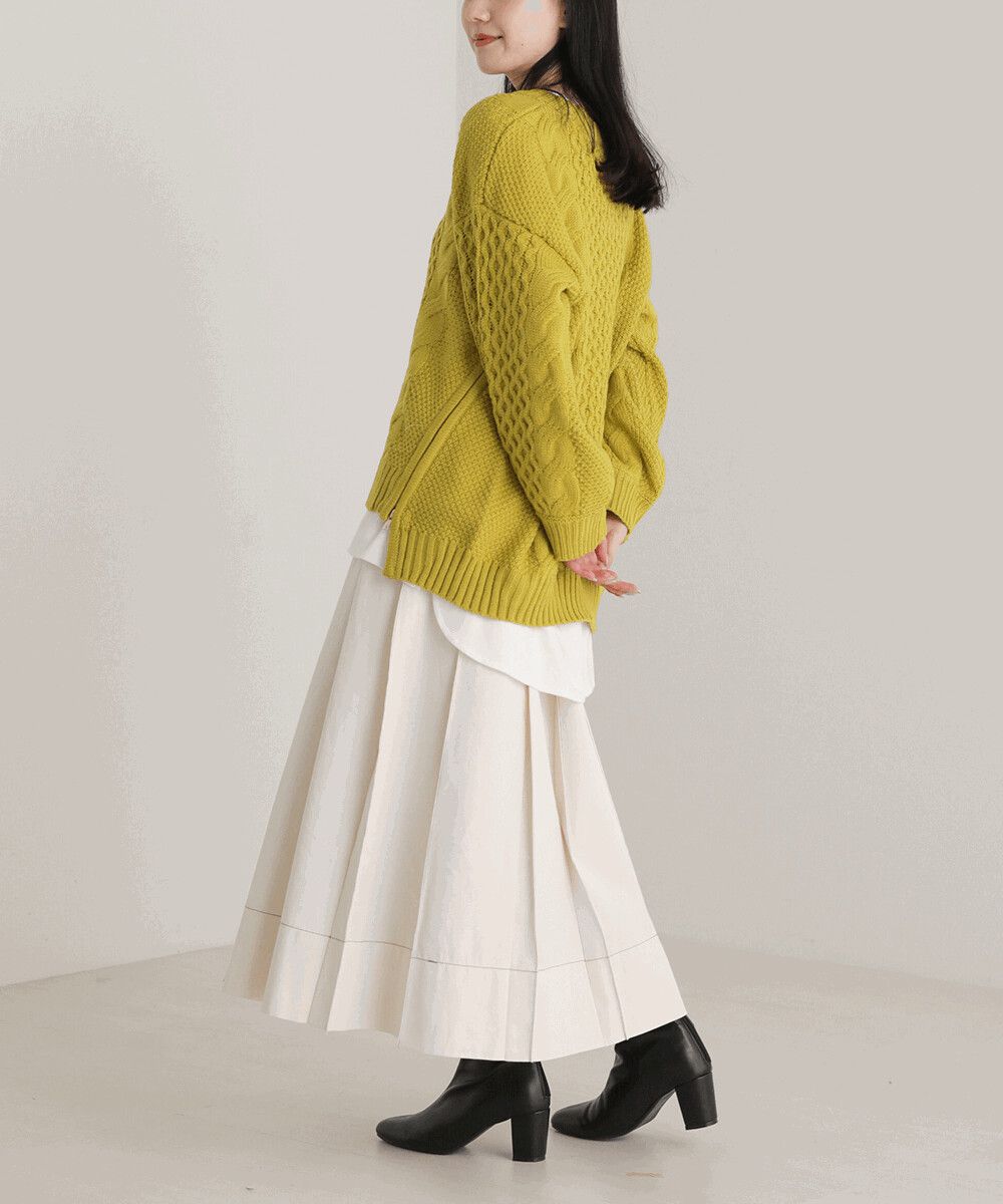 日本 Bou Jeloud - 羊毛混紡側開衩長版立領毛衣-小編織-深灰