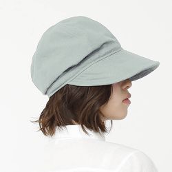 日本 AUBE - UV CUT接觸冷感大帽簷遮陽帽-煙燻綠