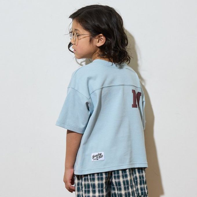 日本 b-ROOM - 正反都OK 落肩休閒T恤-字母N-淺黃