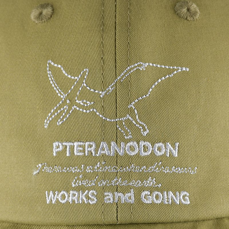 akachan honpo - 棒球帽-恐龍刺繡-軍綠色