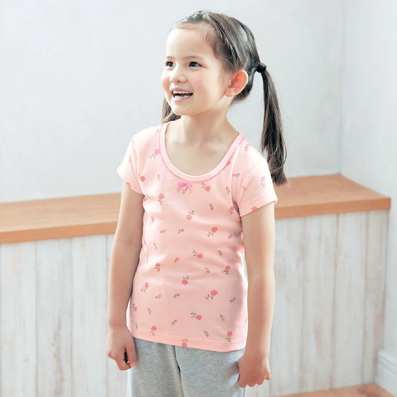 日本千趣會 - 超值內衣三件組 (短袖)-碎花-綠粉米