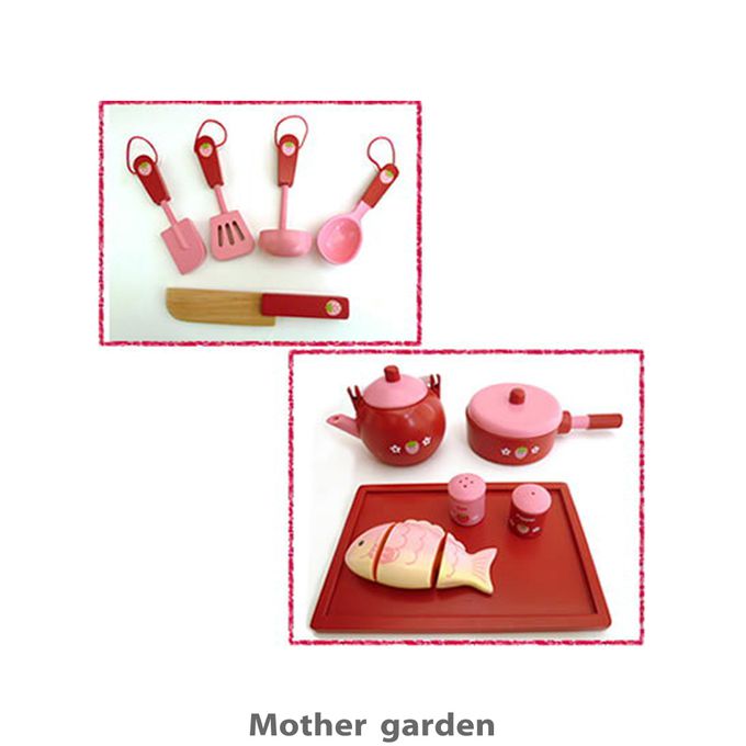 日本 Mother Garden - 廚具-野草莓甜心廚房組-紅