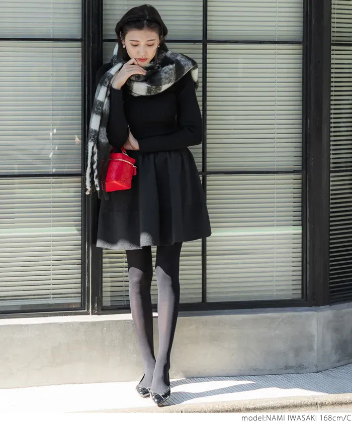 日本 COCA - 毛海大流蘇格紋圍巾/披肩-杏黃