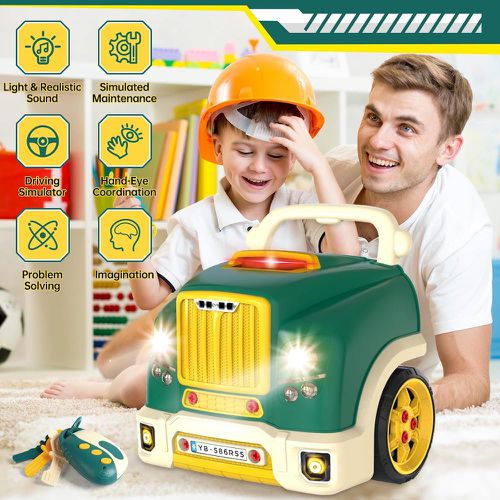 兒童擬真卡車引擎維修套裝聲光玩具61件組
