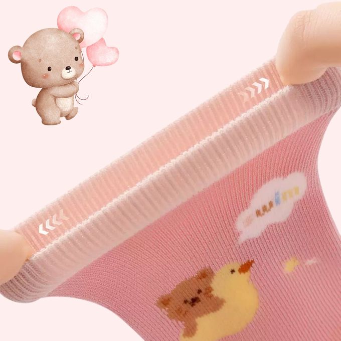 泡泡木耳邊可愛小熊鴨子純棉中筒棉襪