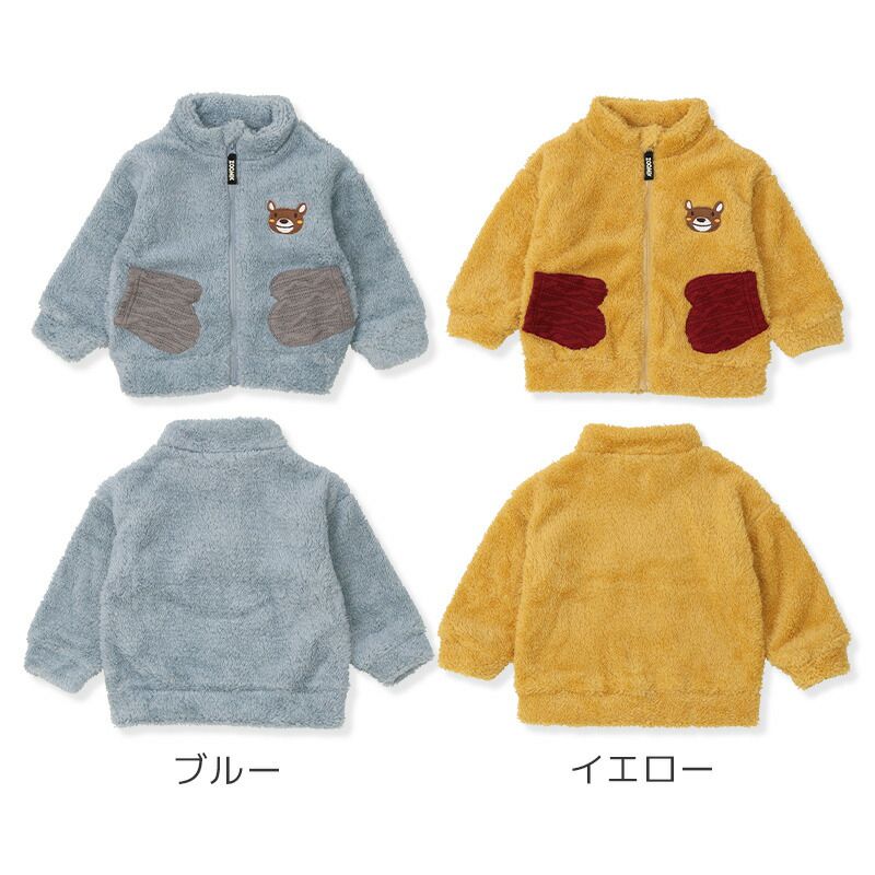 日本 ZOOLAND - 防寒刷毛保暖外套/夾克-熊熊-水藍