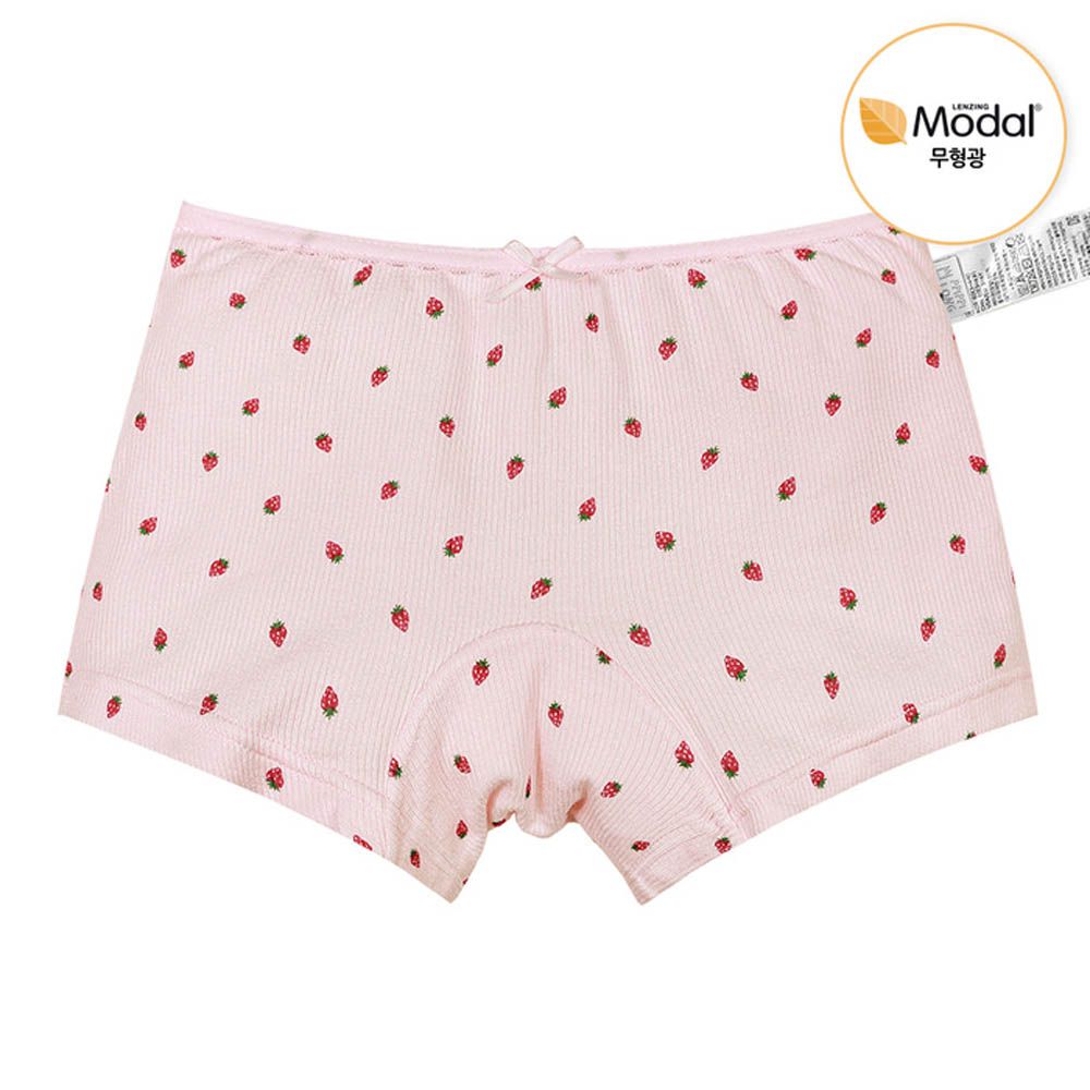 莫代爾親膚羅紋四角褲(女寶)-草莓-粉
