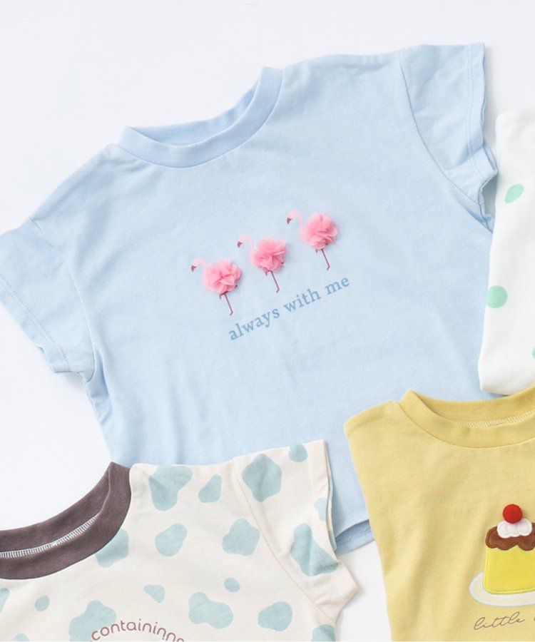 日本 apres les cours - 立體刺繡印花短袖上衣-冰棒-袖撞色