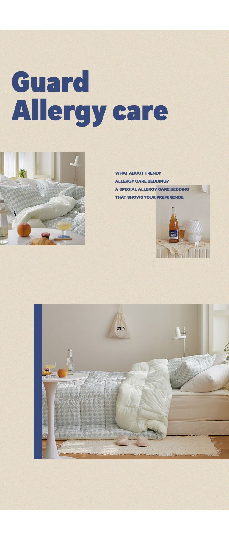 韓國 Maatila - 可水洗M2全方位抗菌防蟎棉被(冬被)-米藍菱形紋