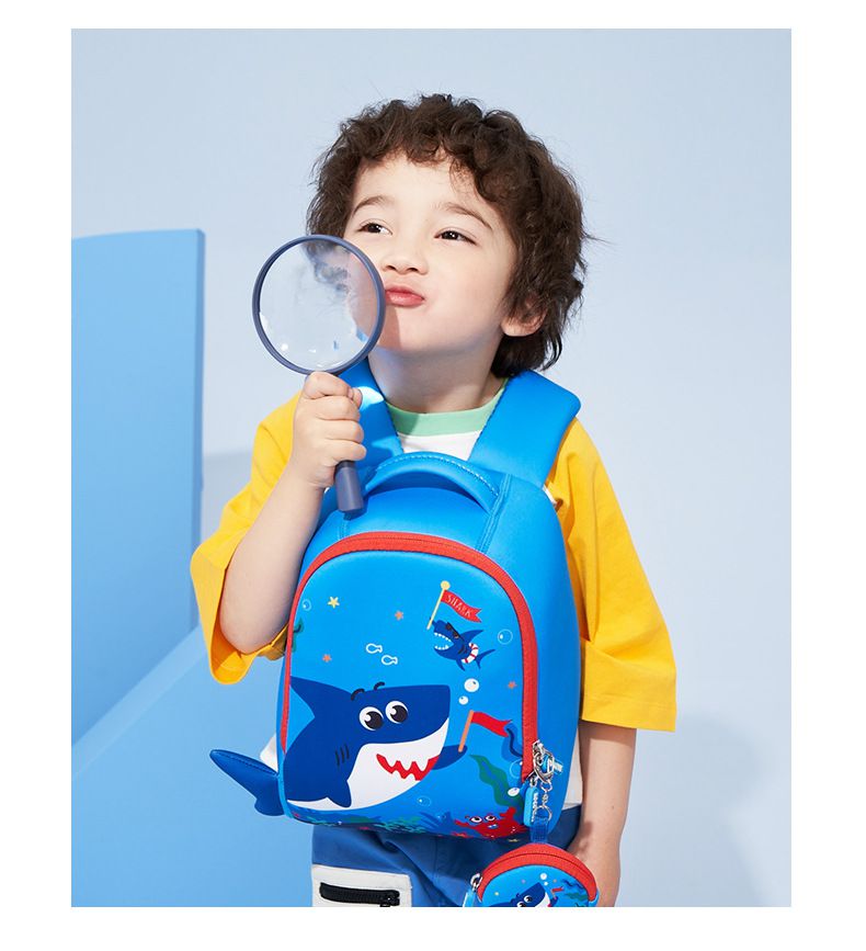 kocotree - 立體造型背包_小碼(附零錢包+走失繩)-藍色鯊魚