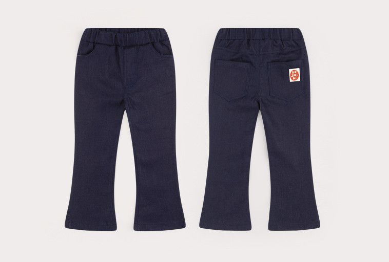 韓國 HEJMINI - 鬆緊腰彈力喇叭褲