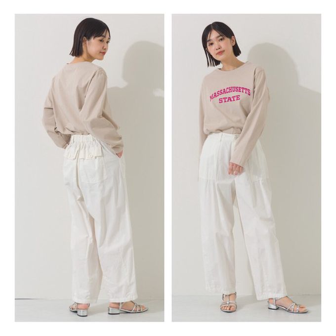 日本 OMNES - 100%棉 簡約英文標語長袖上衣-炭灰