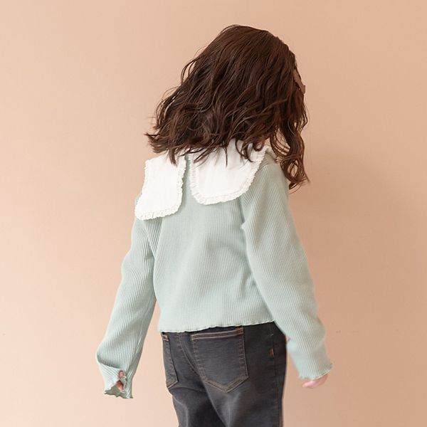 日本 Lycee mine - 下擺波浪百搭鈕扣開襟衫-粉紅