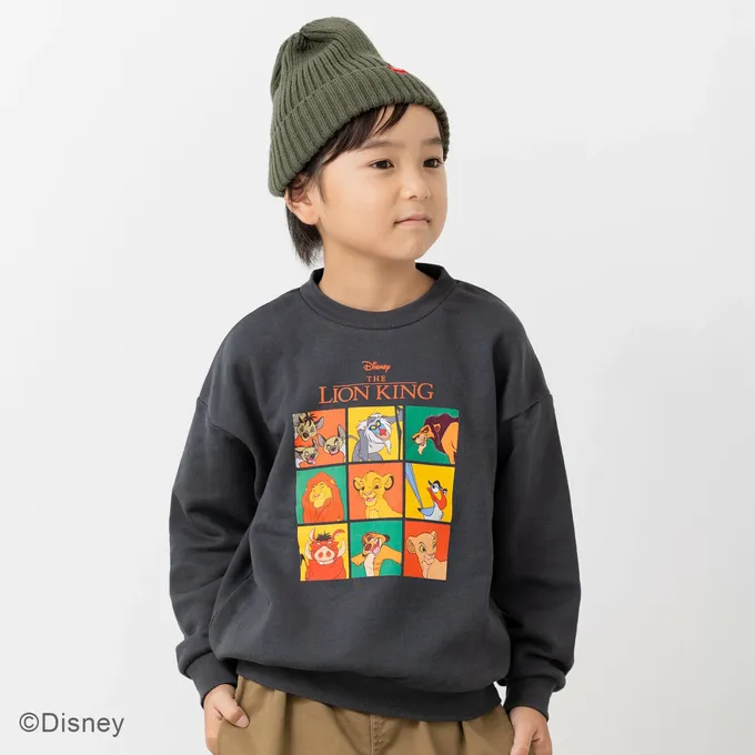 日本 Chil2 - 限量聯名 裏毛印花大學長袖上衣-迪士尼卡通獅子王-米杏