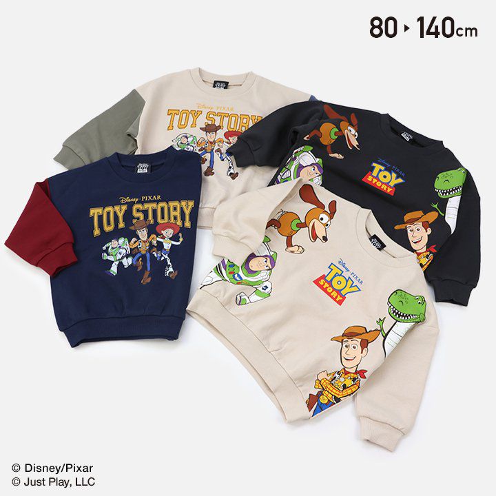 日本 Chil2 - 純棉裏毛長袖上衣-卡通人物玩具總動員-炭黑