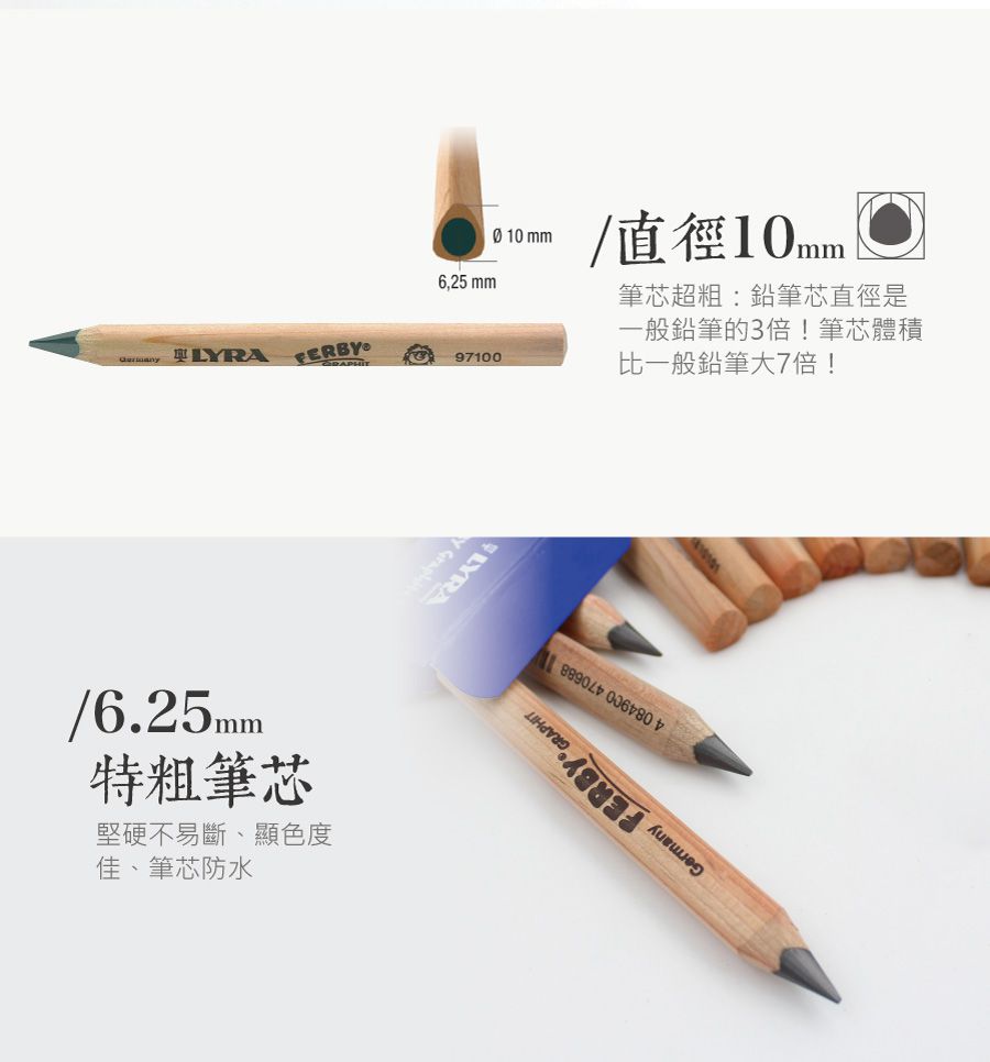 德國LYRA - 兒童三角原木鉛筆(12cm) 12入-3歲以上