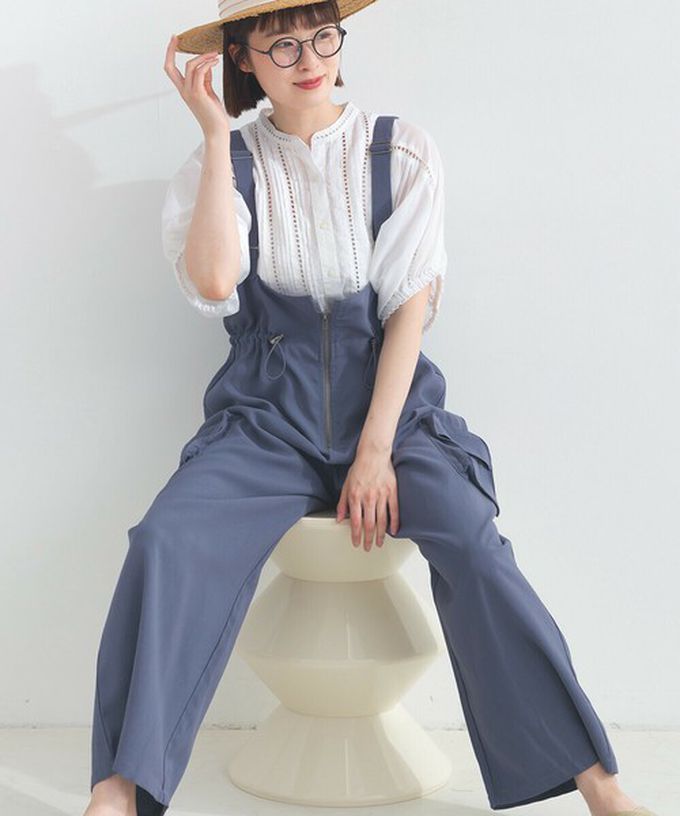 日本 Lupilien - 柔軟可愛抽繩束腰工裝風吊帶褲-卡其棕