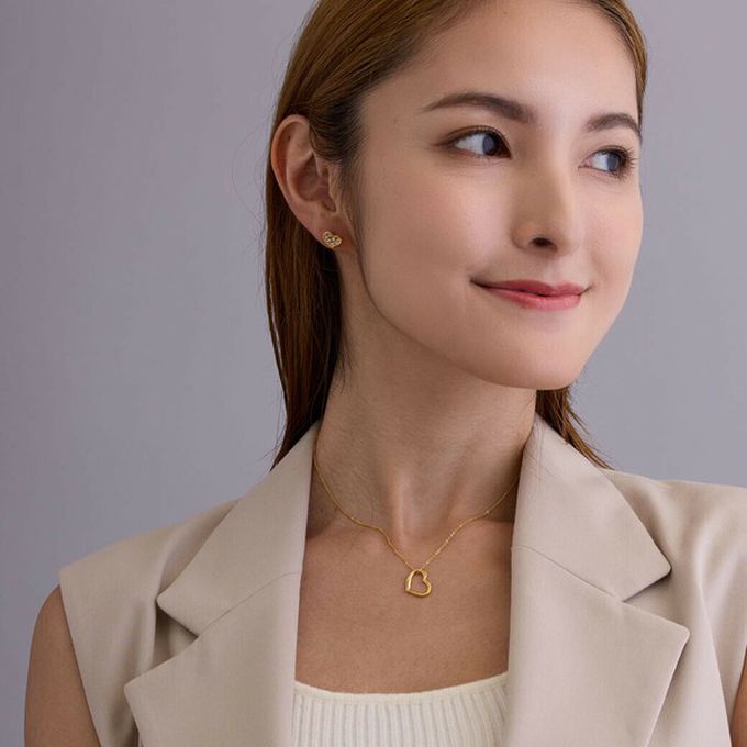 日本 Melody Accessory - 日本製 簡約典雅愛心造型項鏈-金