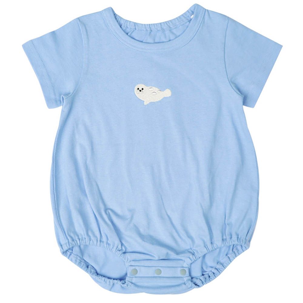 短袖包屁衣-小刺繡-淺藍色