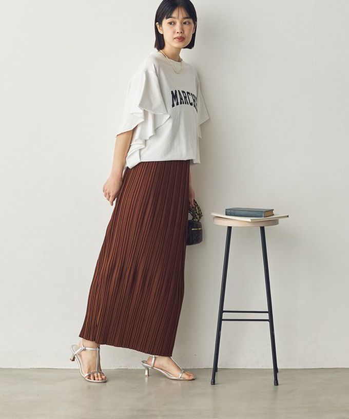 日本 Sans Souci 34+ - 細摺搖曳優雅長裙(全腰鬆緊)-炭灰 (M)