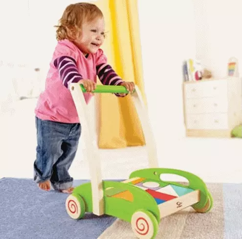 Hape 彩色積木推車