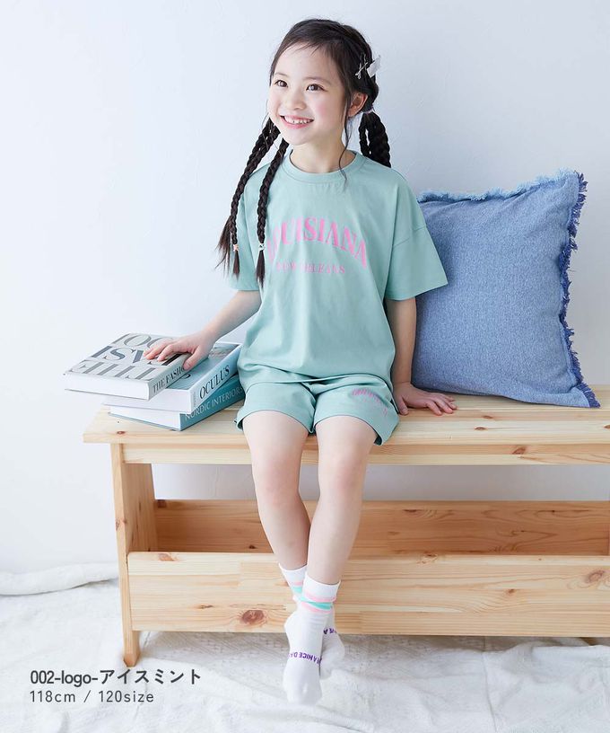 日本 devirock - 接觸涼感 寬版清爽短袖套裝-愛心logo-淺紫