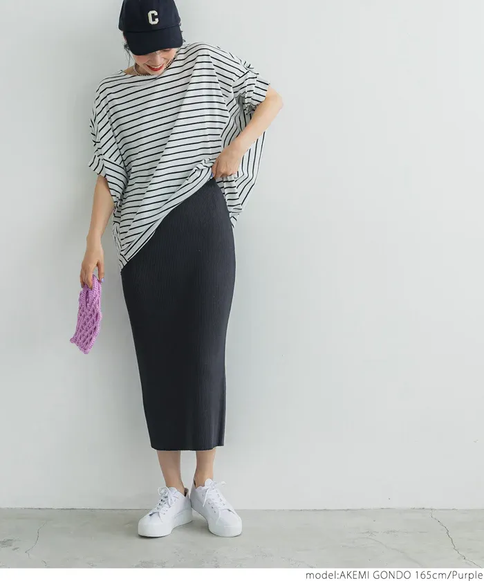 日本 COCA - 四季百搭彈性修身長裙-煙燻粉