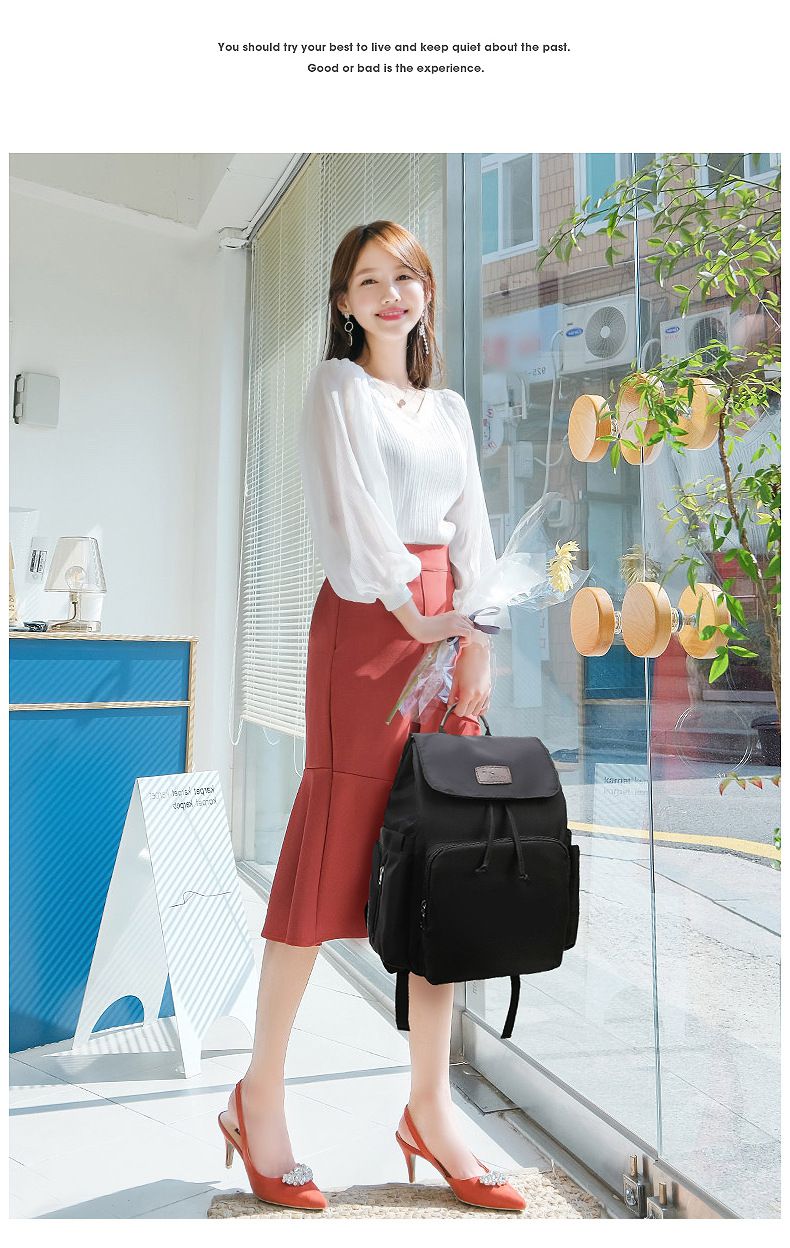 時尚多功能乾濕分離媽媽包/後背包-抽繩款-黑色 (40x34x19cm)