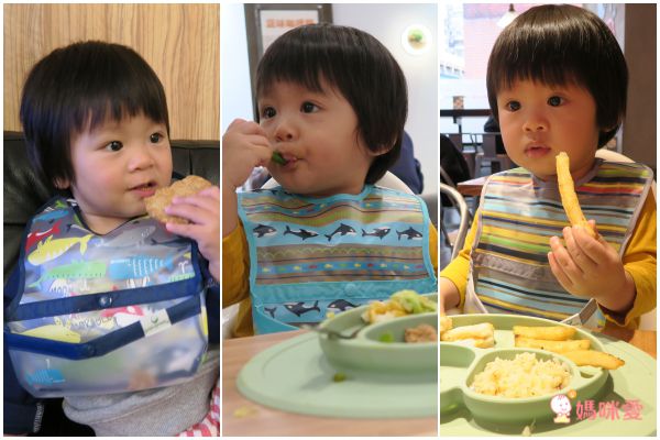 美國 green sprouts - 小綠芽魔鬼氈雙面防水/防食物掉落圍兜三入組-素色藍