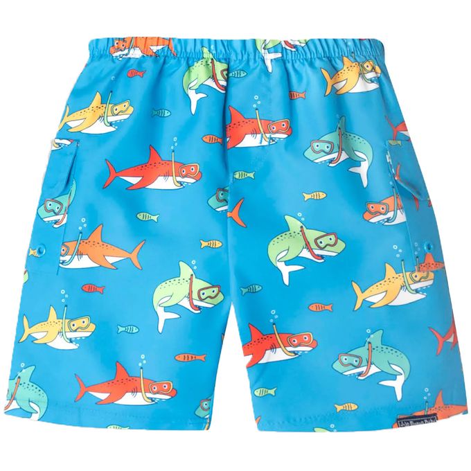 英國 JoJo Maman BeBe - 嬰幼兒/兒童長版泳褲-鯊魚家族