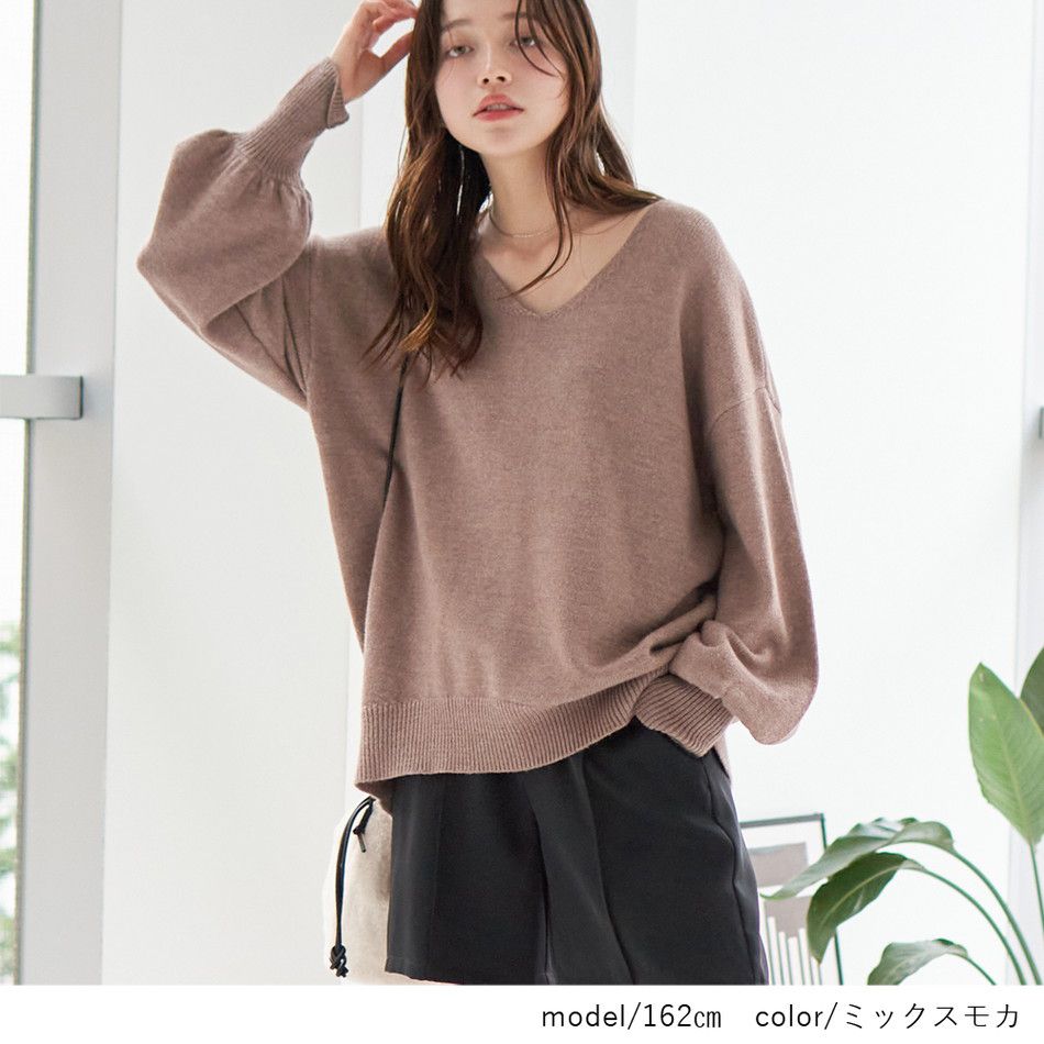 日本 Rejoule - 法式慵懶圓領針織毛衣-摩卡棕