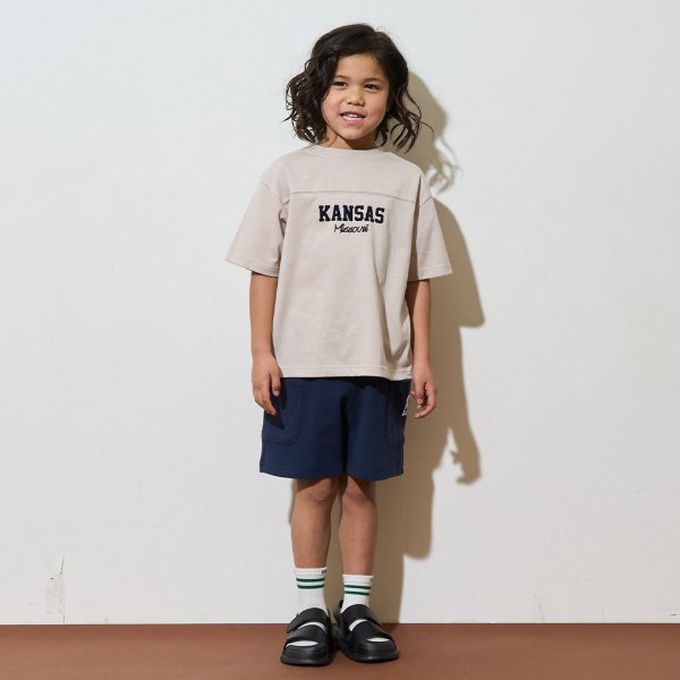 日本 b-ROOM - 正反都OK 落肩休閒T恤-字母N-淺黃