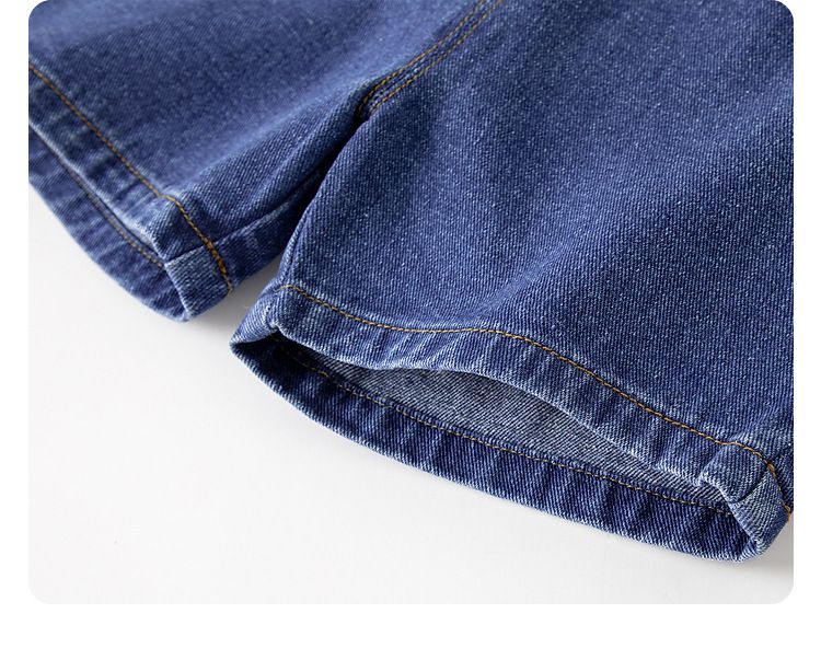 牛仔吊帶短褲-藍色