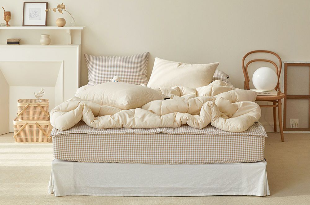 韓國 Maatila - 可水洗超細纖維桃皮感四季被-奶油白