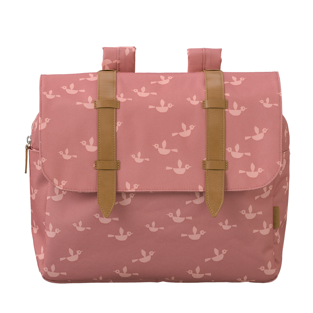 荷蘭 FRESK - 北歐風設計可愛橫式書包-玫瑰粉色燕子